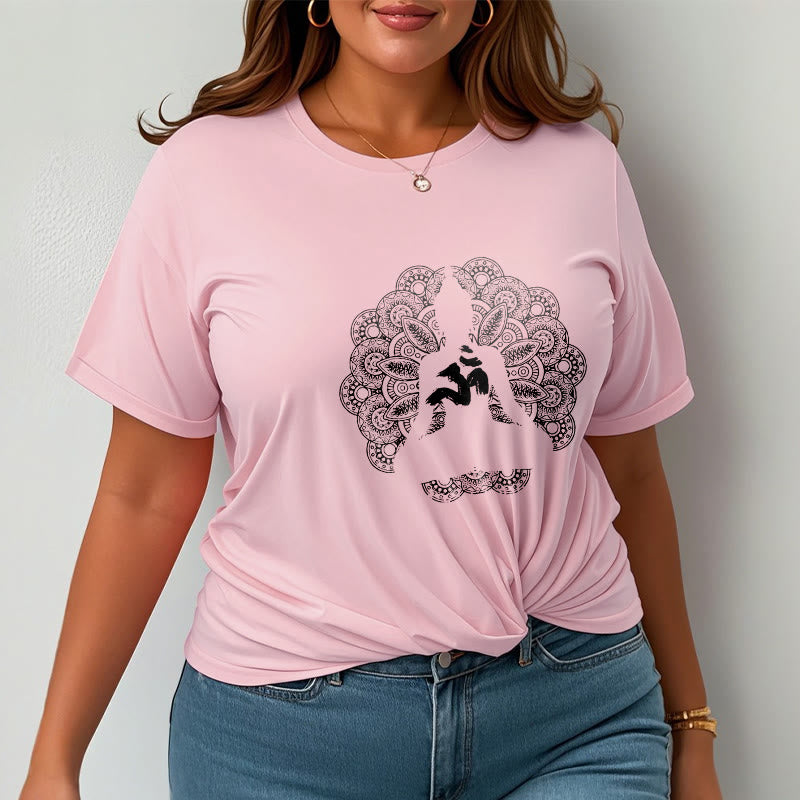 Cotton Om Mandala Centering Meditation T-Shirt