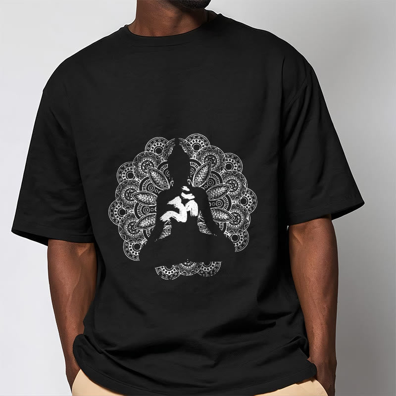 Cotton Om Mandala Centering Meditation T-Shirt