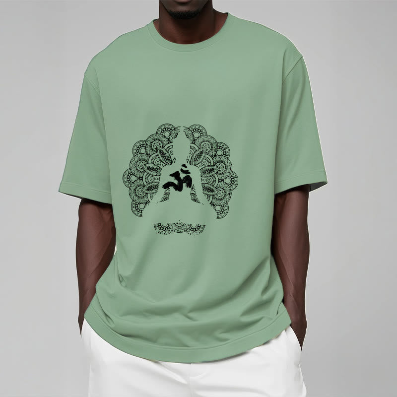 Cotton Om Mandala Centering Meditation T-Shirt
