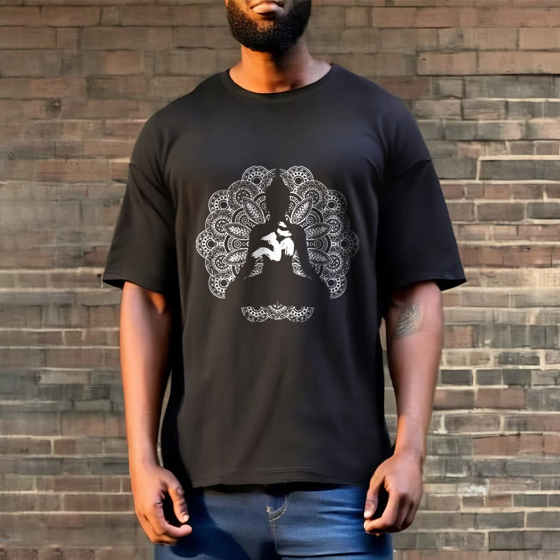 Cotton Om Mandala Centering Meditation T-Shirt