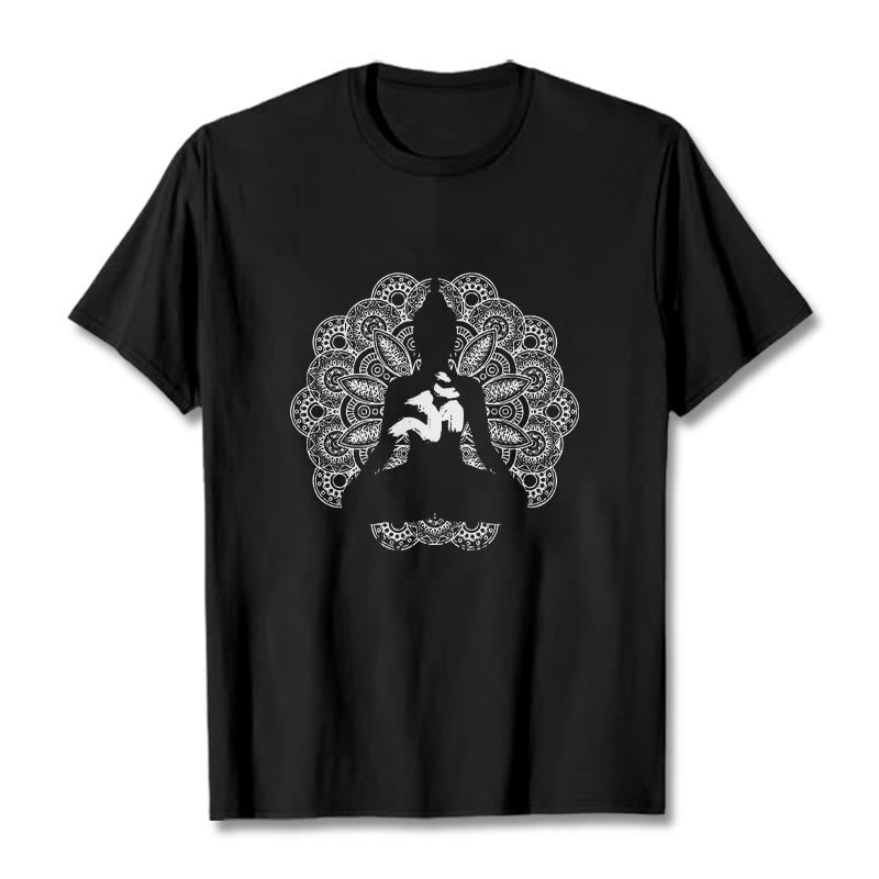 Cotton Om Mandala Centering Meditation T-Shirt