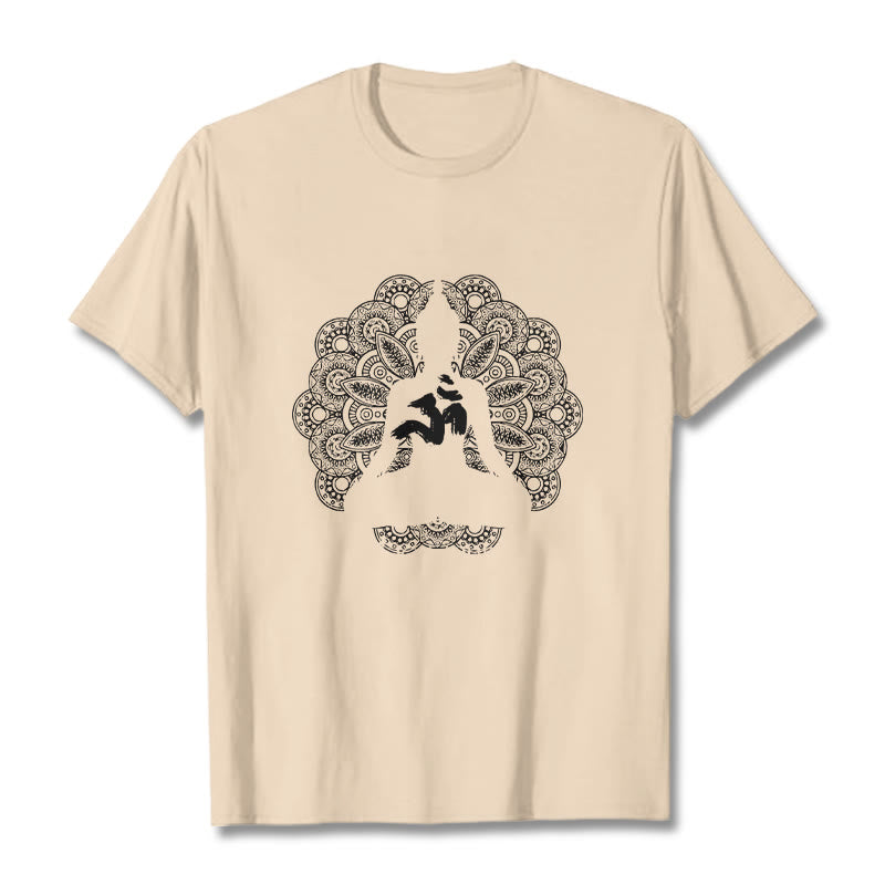 Cotton Om Mandala Centering Meditation T-Shirt