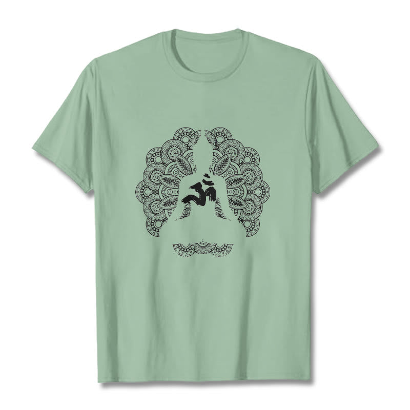Cotton Om Mandala Centering Meditation T-Shirt