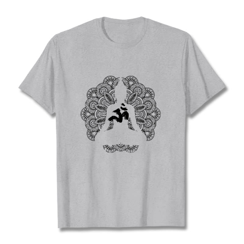 Cotton Om Mandala Centering Meditation T-Shirt