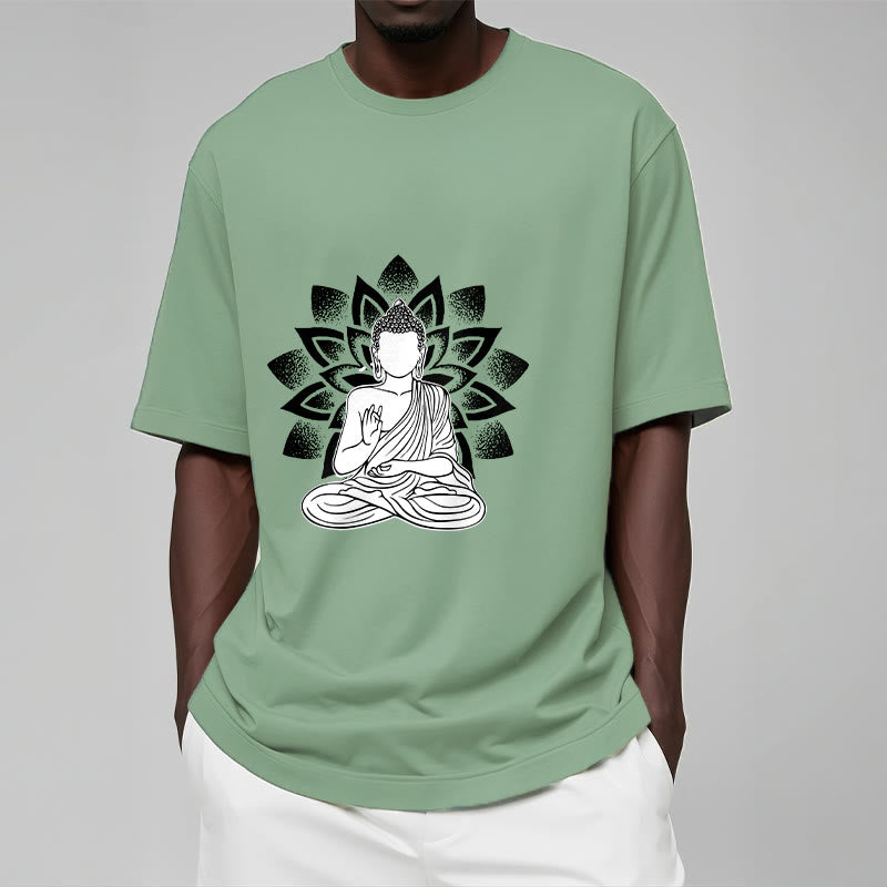 Soft Cotton Lotus Buddha Graphic Meditation T-Shirt
