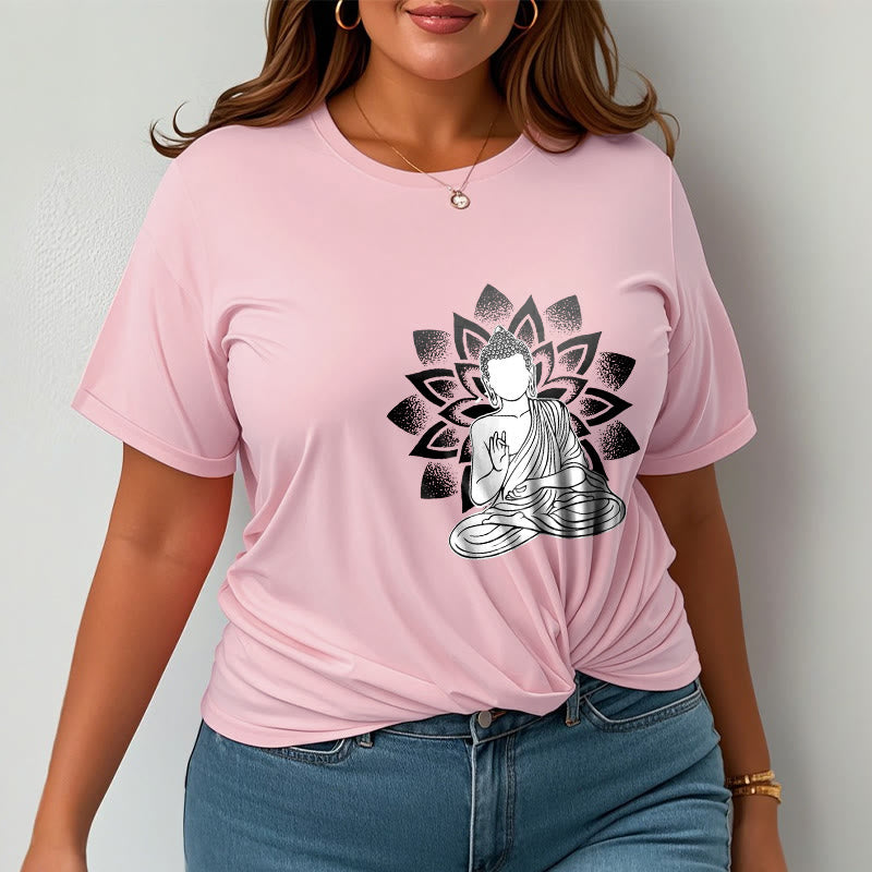 Soft Cotton Lotus Buddha Graphic Meditation T-Shirt
