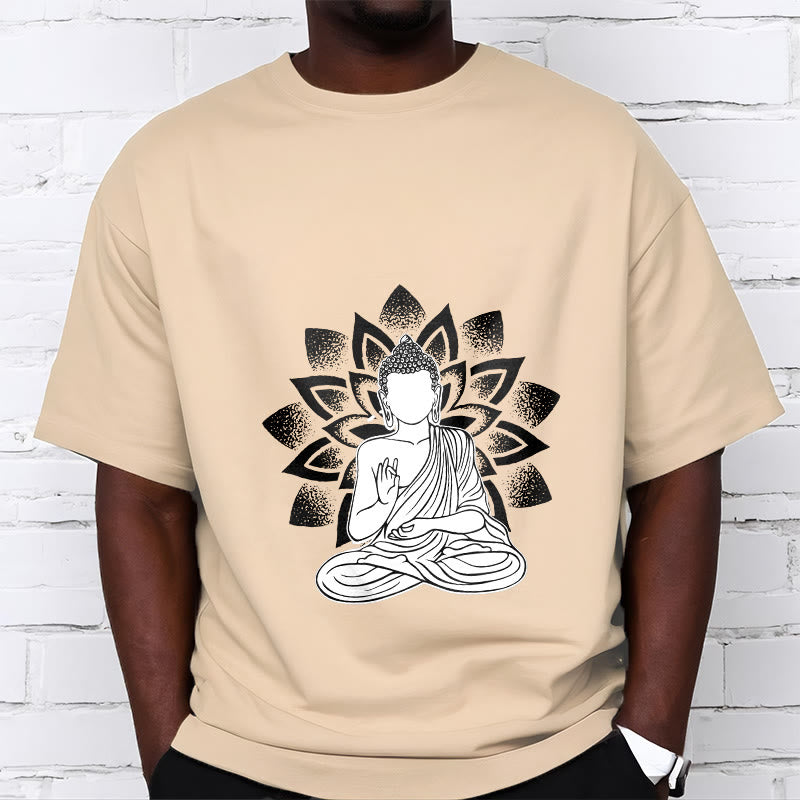 Soft Cotton Lotus Buddha Graphic Meditation T-Shirt