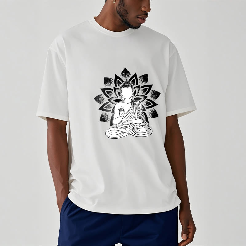 Soft Cotton Lotus Buddha Graphic Meditation T-Shirt