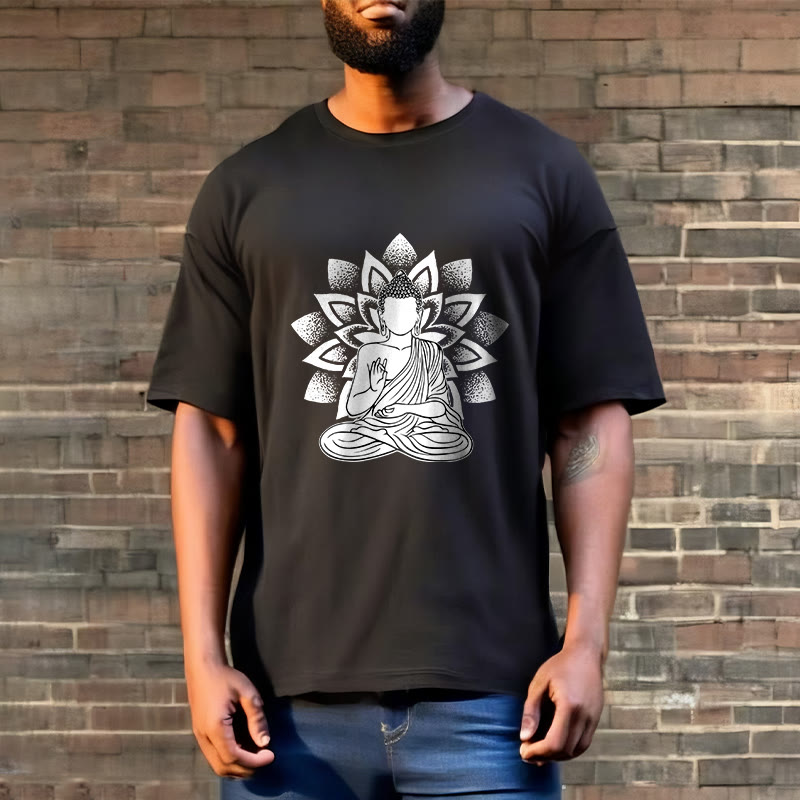 Soft Cotton Lotus Buddha Graphic Meditation T-Shirt