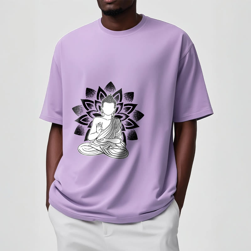 Soft Cotton Lotus Buddha Graphic Meditation T-Shirt