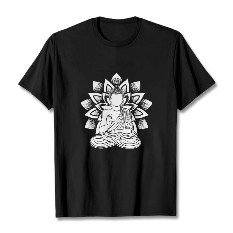 Soft Cotton Lotus Buddha Graphic Meditation T-Shirt