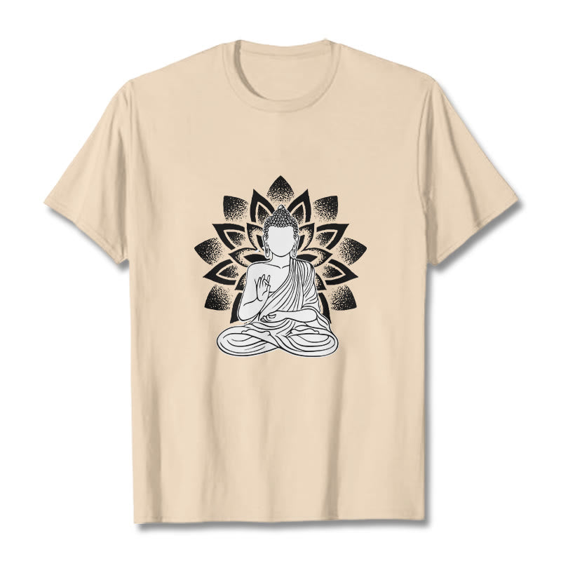 Soft Cotton Lotus Buddha Graphic Meditation T-Shirt