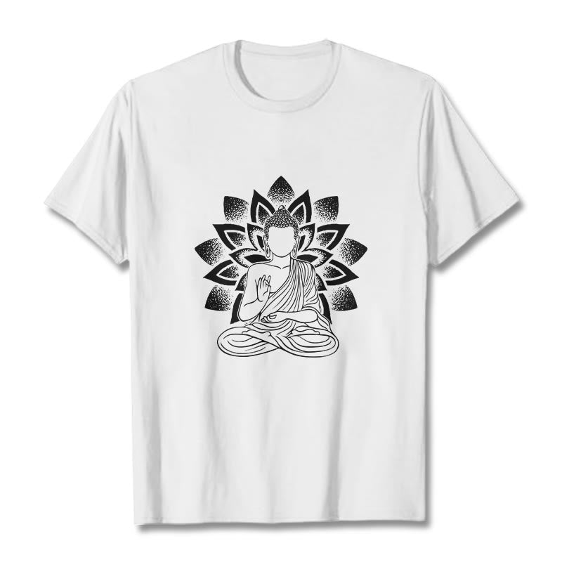Soft Cotton Lotus Buddha Graphic Meditation T-Shirt