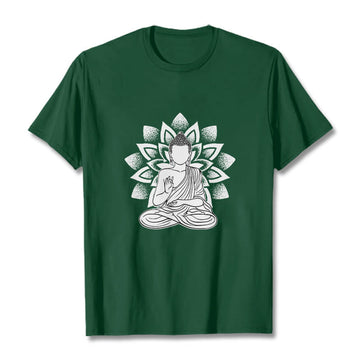 Soft Cotton Lotus Buddha Graphic Meditation T-Shirt