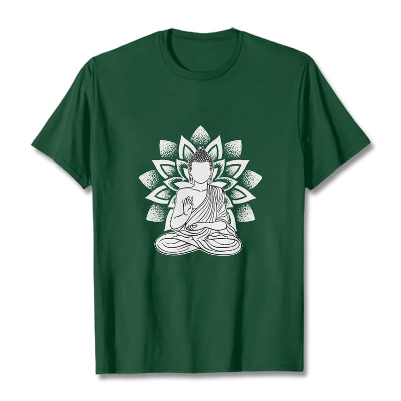 Soft Cotton Lotus Buddha Graphic Meditation T-Shirt