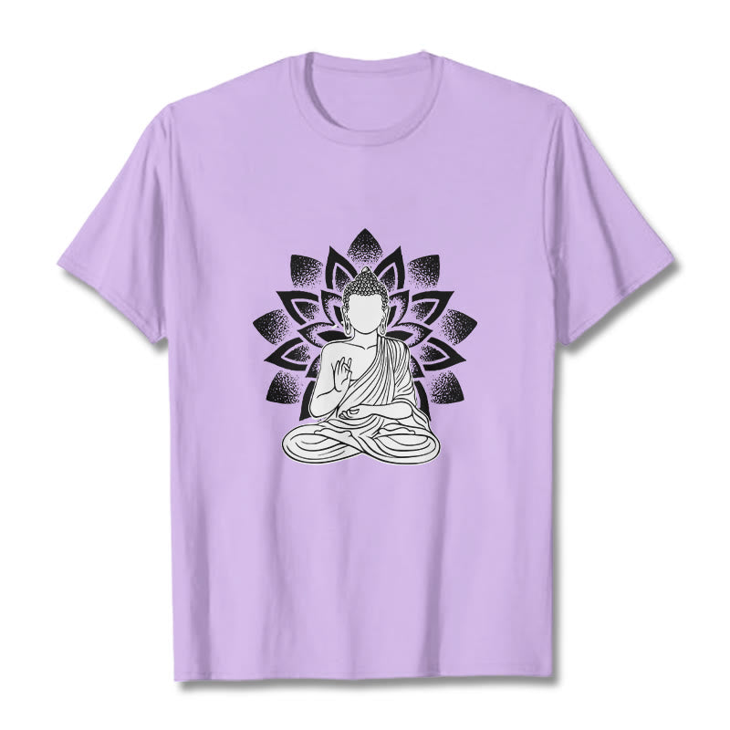 Soft Cotton Lotus Buddha Graphic Meditation T-Shirt