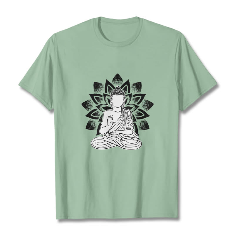 Soft Cotton Lotus Buddha Graphic Meditation T-Shirt