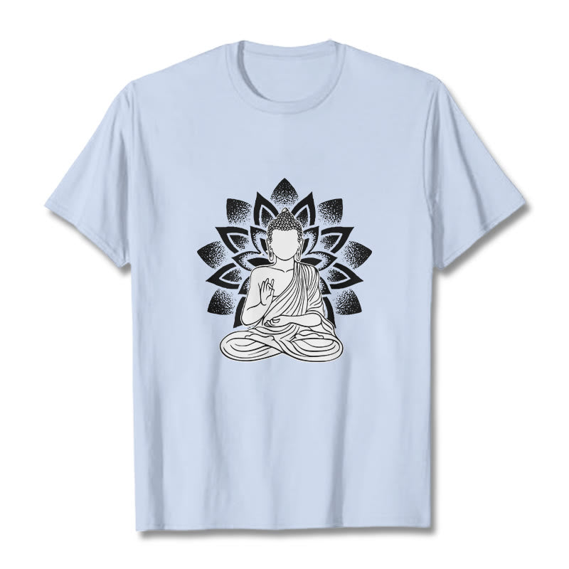 Soft Cotton Lotus Buddha Graphic Meditation T-Shirt