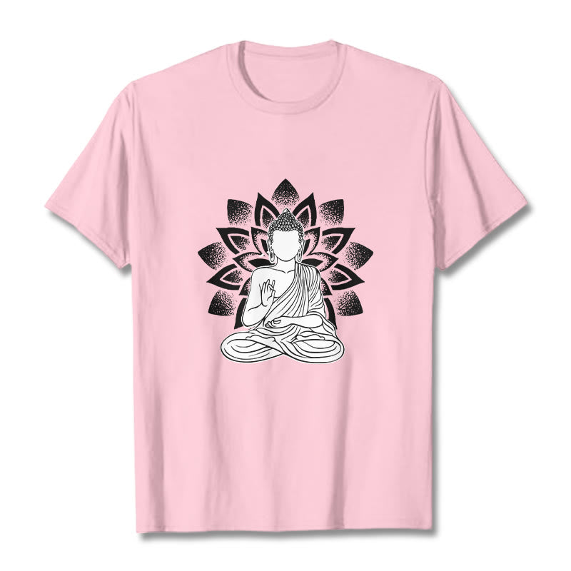Soft Cotton Lotus Buddha Graphic Meditation T-Shirt