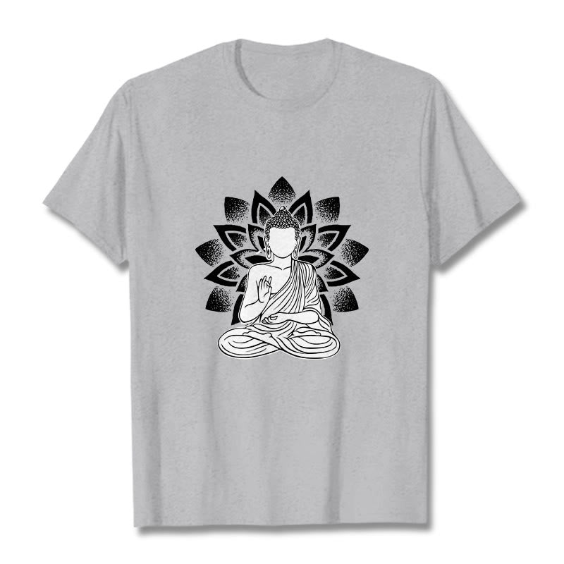 Soft Cotton Lotus Buddha Graphic Meditation T-Shirt