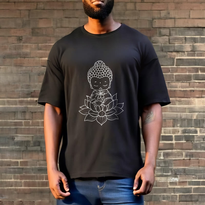 Soft Cotton Lotus Buddha Graphic Meditation Tee