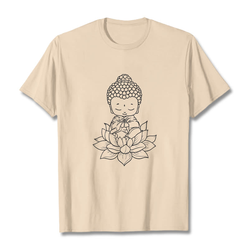 Soft Cotton Lotus Buddha Graphic Meditation Tee