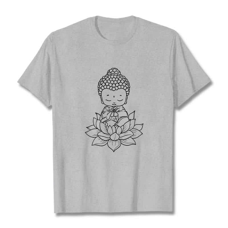 Soft Cotton Lotus Buddha Graphic Meditation Tee