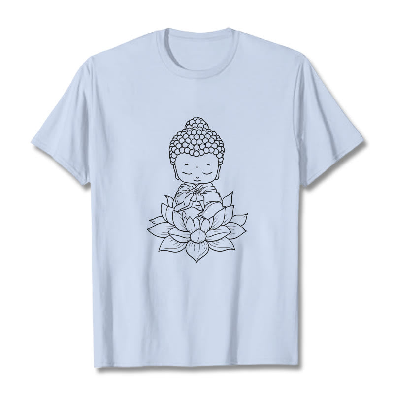 Soft Cotton Lotus Buddha Graphic Meditation Tee