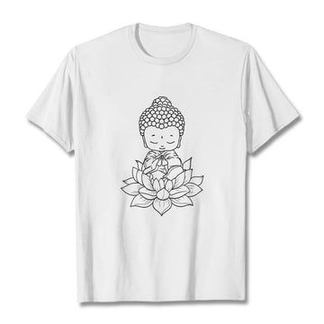 Soft Cotton Lotus Buddha Graphic Meditation Tee