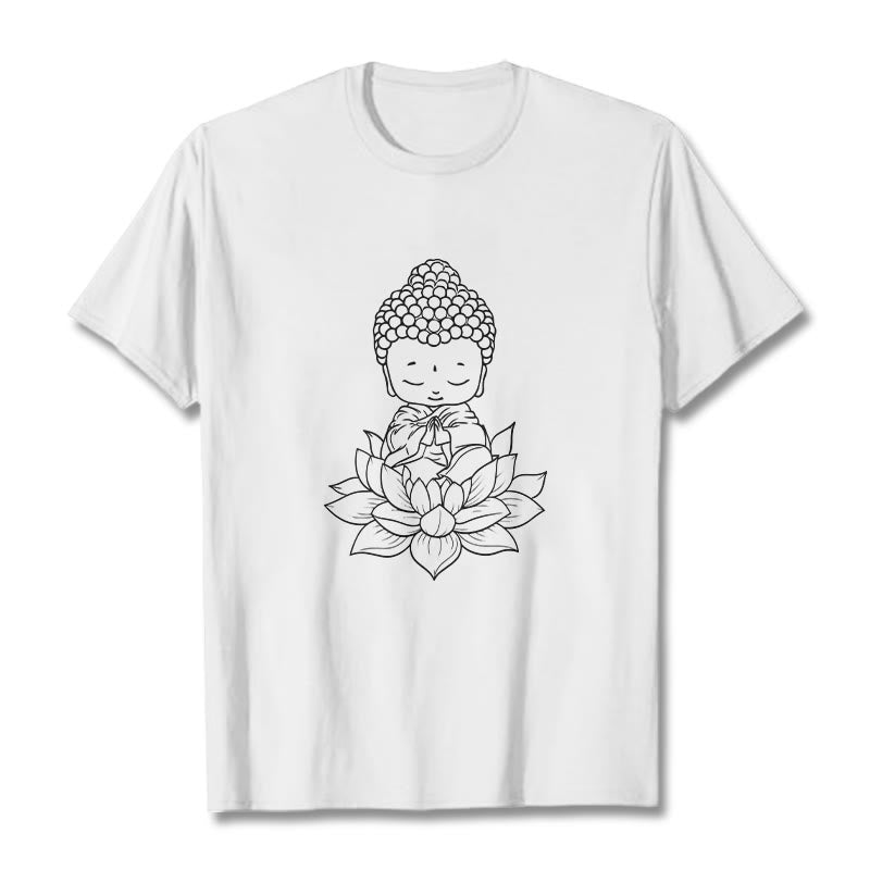Soft Cotton Lotus Buddha Graphic Meditation Tee