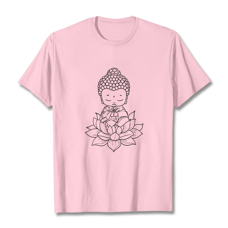 Soft Cotton Lotus Buddha Graphic Meditation Tee