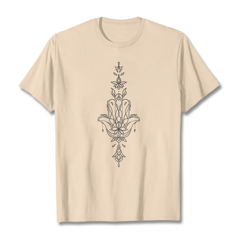 100% Cotton Hamsa Lotus Graphic Unisex Crew Neck T-Shirt