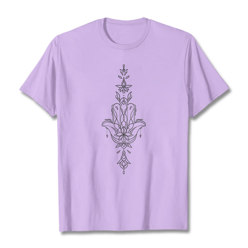 100% Cotton Hamsa Lotus Graphic Unisex Crew Neck T-Shirt