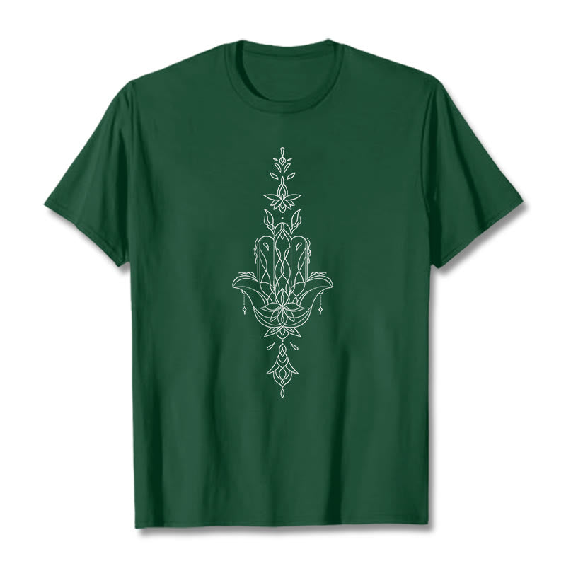 100% Cotton Hamsa Lotus Graphic Unisex Crew Neck T-Shirt