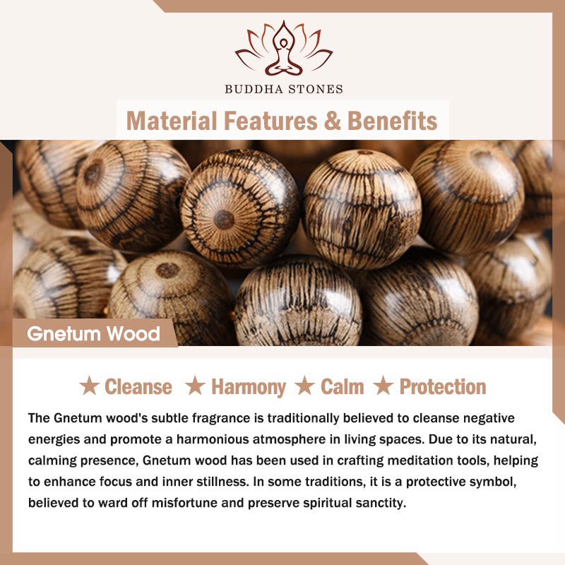 Natural Gnetum Wood Large Bead Mindfulness Bracelet