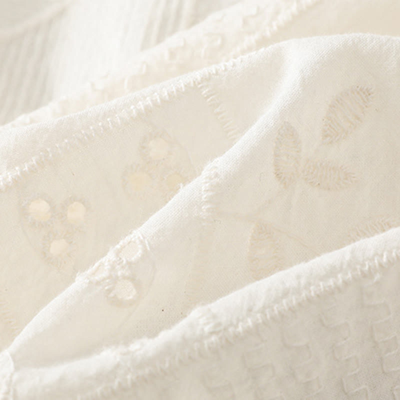 Tactile Cotton Embroidered Half-Sleeve Meditation Shirt