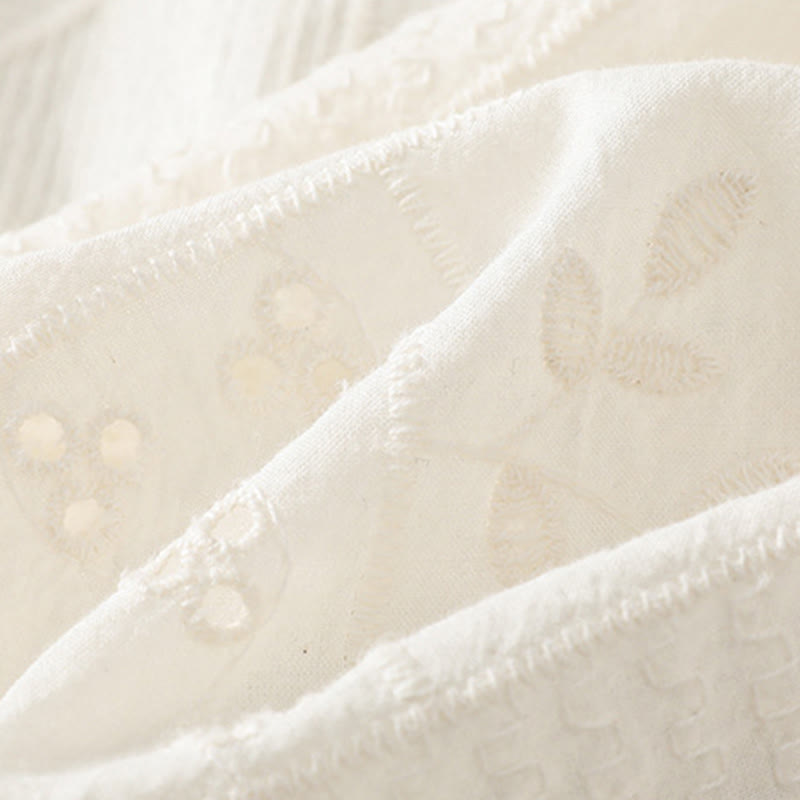 Tactile Cotton Embroidered Half-Sleeve Meditation Shirt