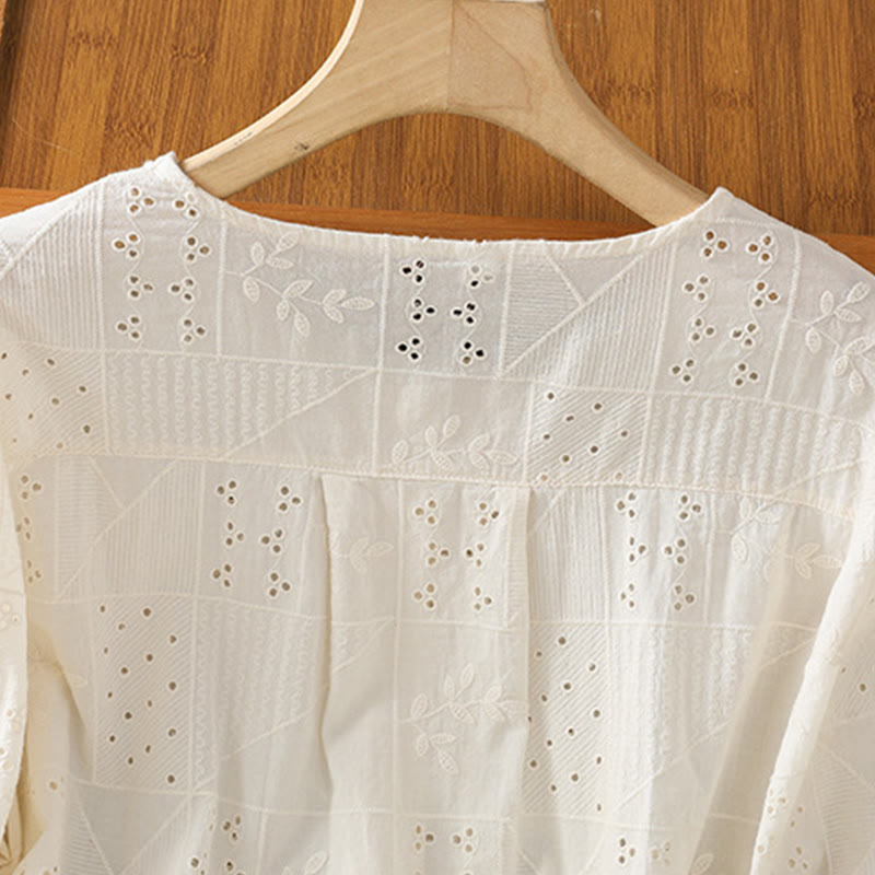 Tactile Cotton Embroidered Half-Sleeve Meditation Shirt