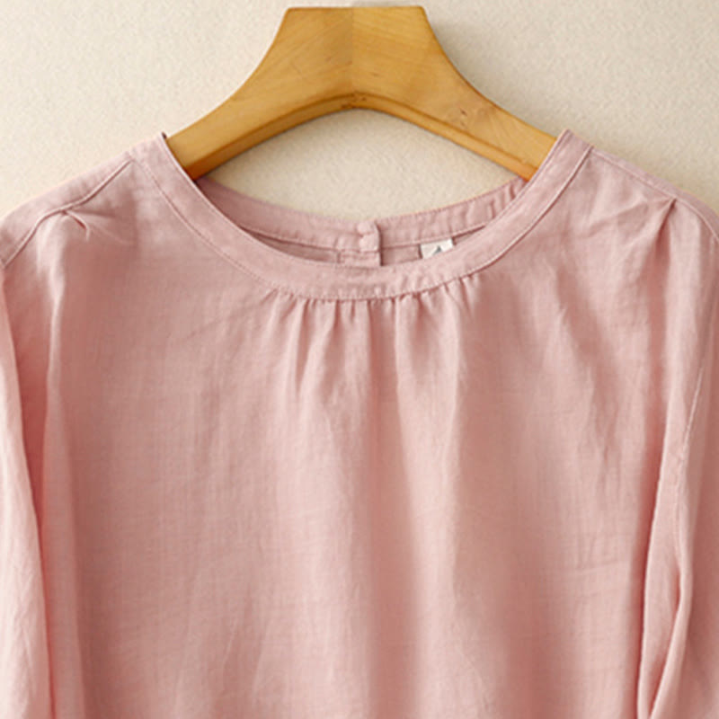 Tactile Cotton-Blend Three-Quarter Sleeve Mindful T-Shirt