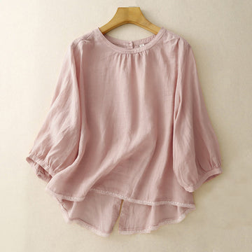 Tactile Cotton-Blend Three-Quarter Sleeve Mindful T-Shirt