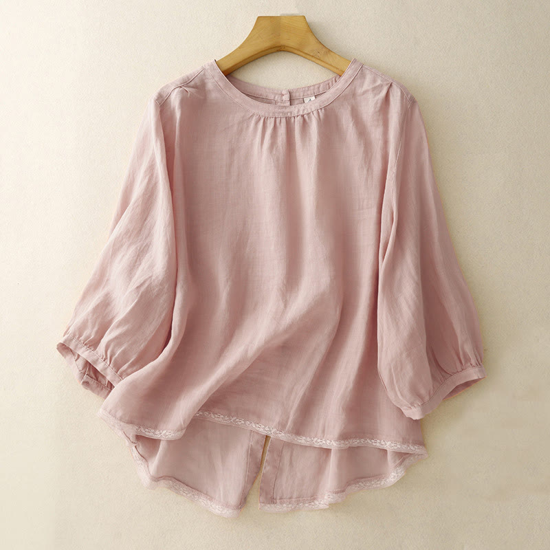 Tactile Cotton-Blend Three-Quarter Sleeve Mindful T-Shirt