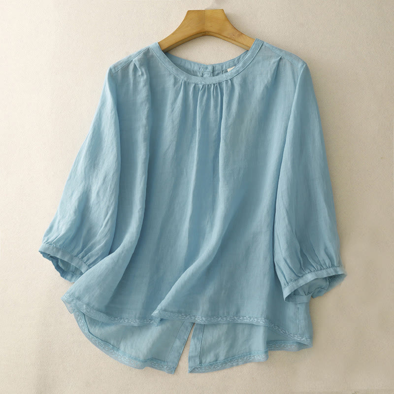 Tactile Cotton-Blend Three-Quarter Sleeve Mindful T-Shirt