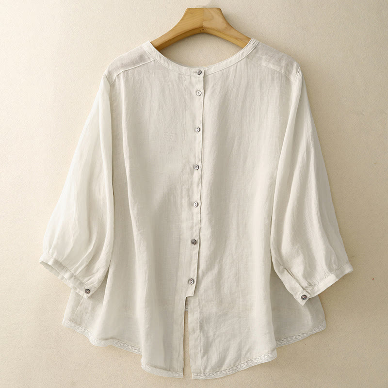 Tactile Cotton-Blend Three-Quarter Sleeve Mindful T-Shirt