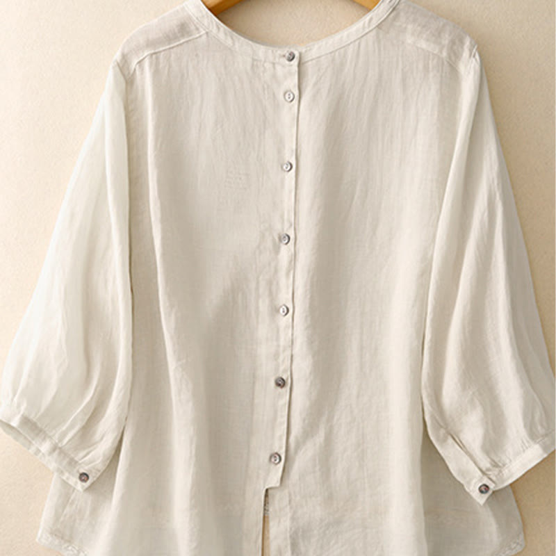 Tactile Cotton-Blend Three-Quarter Sleeve Mindful T-Shirt