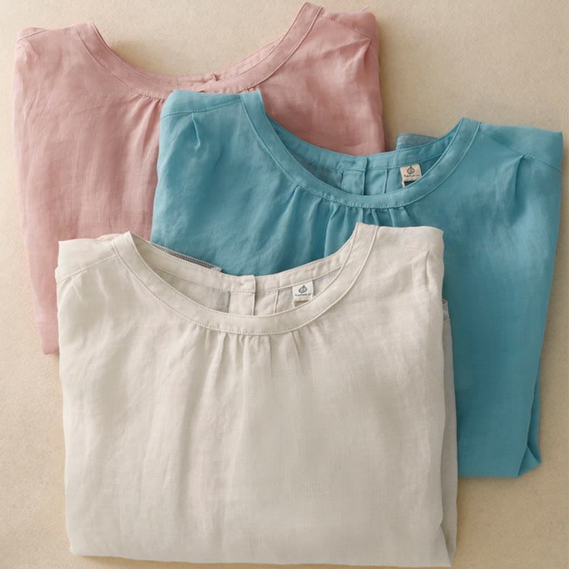 Tactile Cotton-Blend Three-Quarter Sleeve Mindful T-Shirt