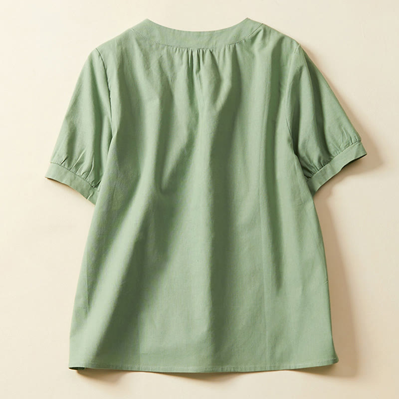 Breathable Cotton Linen Crew Neck Meditation T-Shirt