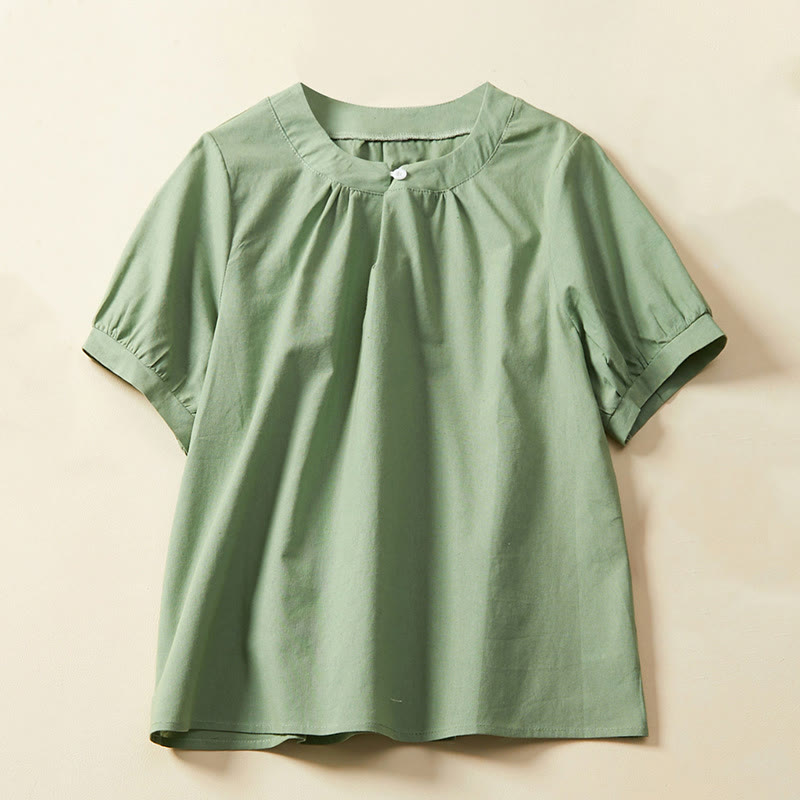 Breathable Cotton Linen Crew Neck Meditation T-Shirt