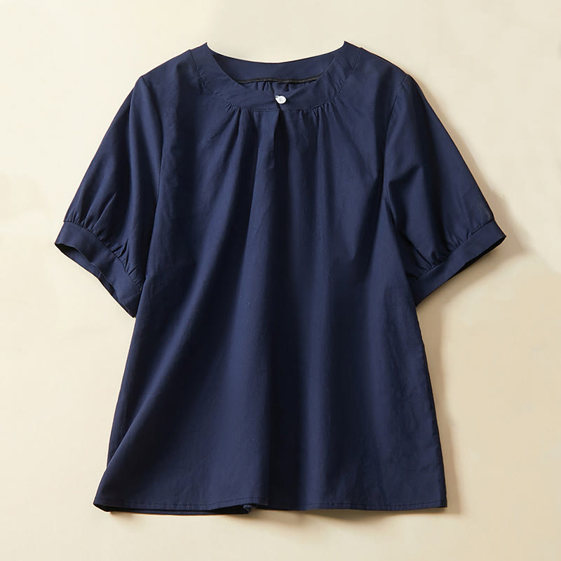 Breathable Cotton Linen Crew Neck Meditation T-Shirt