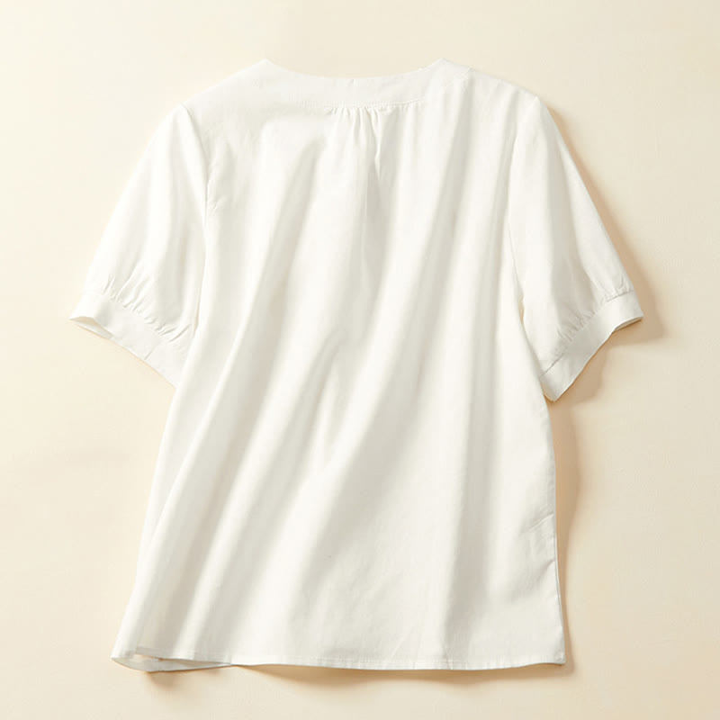 Breathable Cotton Linen Crew Neck Meditation T-Shirt