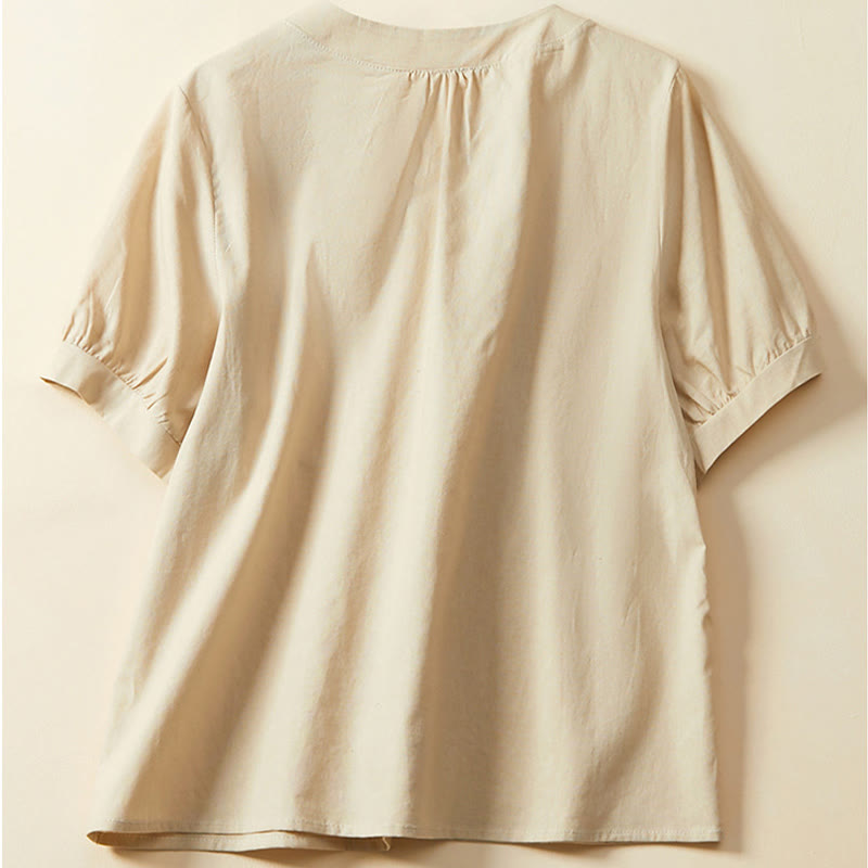 Breathable Cotton Linen Crew Neck Meditation T-Shirt